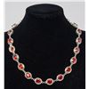 Image 1 : SILVER NECKLACE WITH 21 ORANGE STONES, 18"