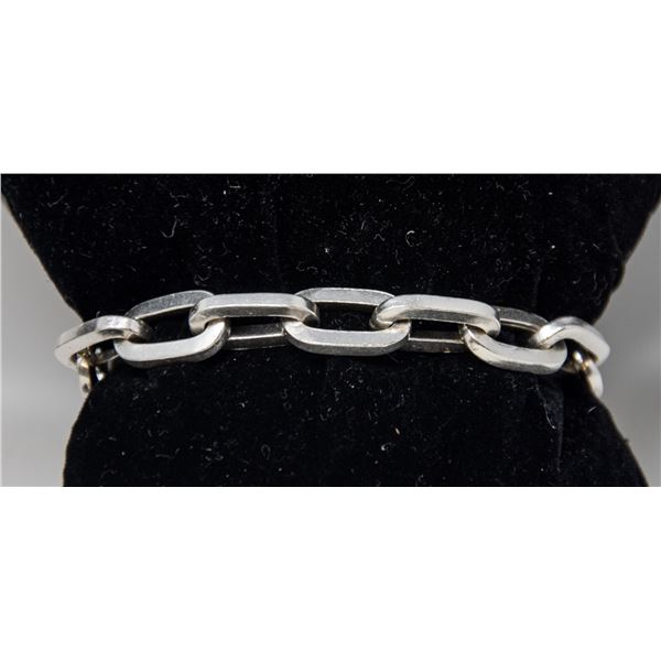 SILVER HEAVY LINK BRACELET, 7"