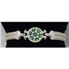Image 1 : SILVER BRACELET WITH FLORAL GLASS MEDALLION  8"