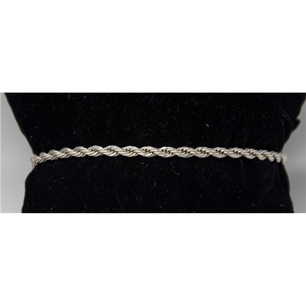 STERLING SILVER ROPE BRACELET, 7.25"