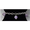 Image 1 : SILVER CHAIN BRACELET WITH MAUVE BALLS 7"