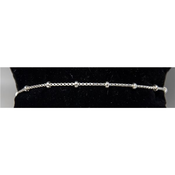 SILVER BRACELET, BOX LINK AND BALLS 7.5"