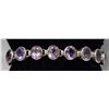Image 1 : SILVER BRACELET WITH VIOLET STONES, 7.75"