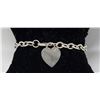 Image 1 : SILVER ROUND LINK BRACELET WITH HEART 7.25"