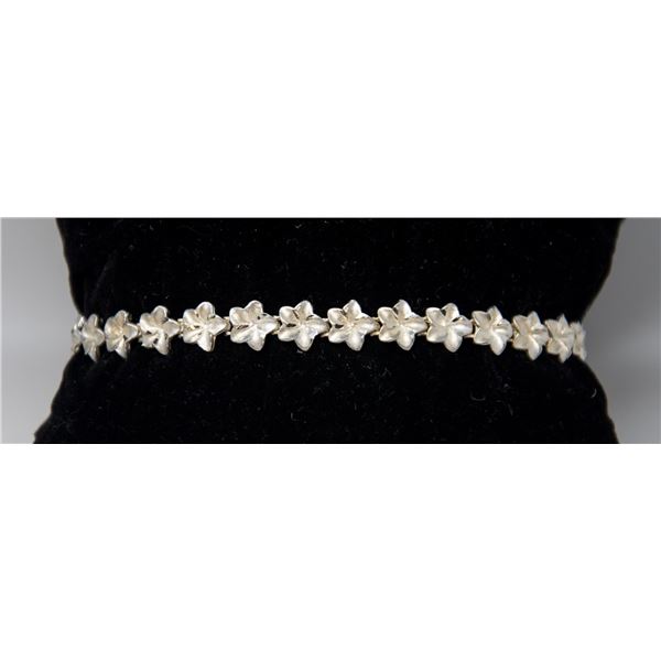 SILVER SMALL FLOWER LINK BRACELET 7"