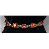 Image 1 : SILVER BRACELET WITH LARGE ORANGE STONES, 7"