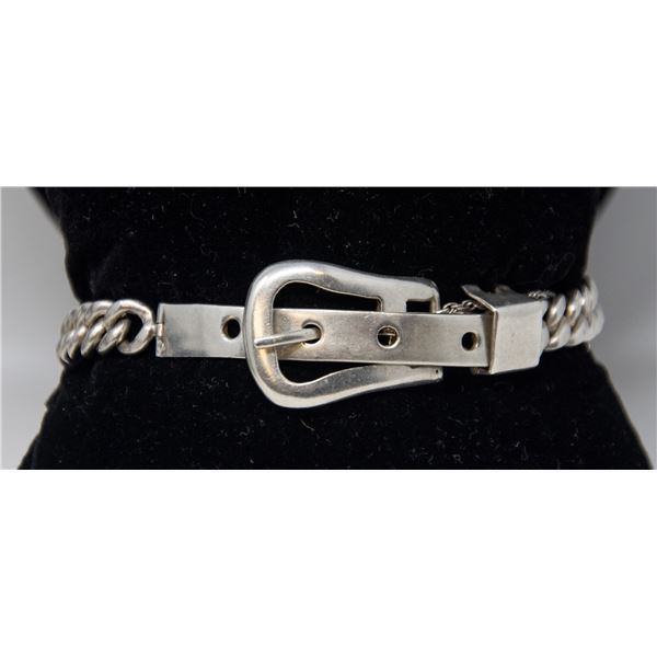 SILVER BUCKLE BRACELET, 6.5 TO 8 IN. ADJUSTABLE