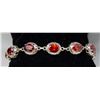 Image 1 : SILVER BRACELET WITH 10 ORANGE STONES, 8.75"