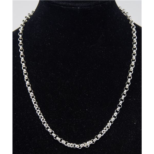 SILVER ROUND-LINK NECKLACE, 17", LOBSTER CLAW