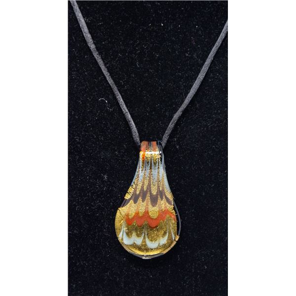 MURANO GLASS PENDANT, GOLD WITH MULTICOLORED