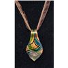 Image 1 : MURANO GLASS PENDANT, CHAMPAGNE WITH GREEN AND