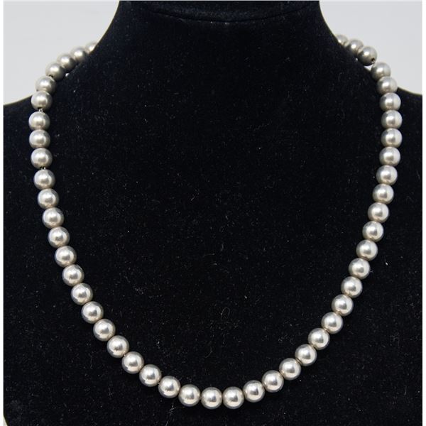 STERLING SILVER PEARL-LIKE LINK NECKLACE, 18.5"
