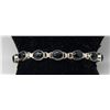 Image 1 : SILVER BRACELET WITH BLACK STONES,  7.5"