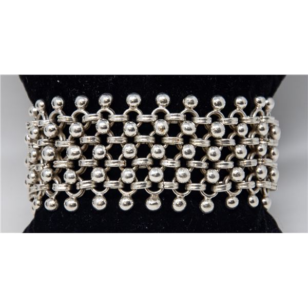 STERLING SILVER CHAINMAIL BRACELET 8" X 1.5"