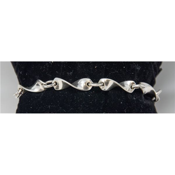 SILVER SPIRAL LINK BRACELET, 7.5"