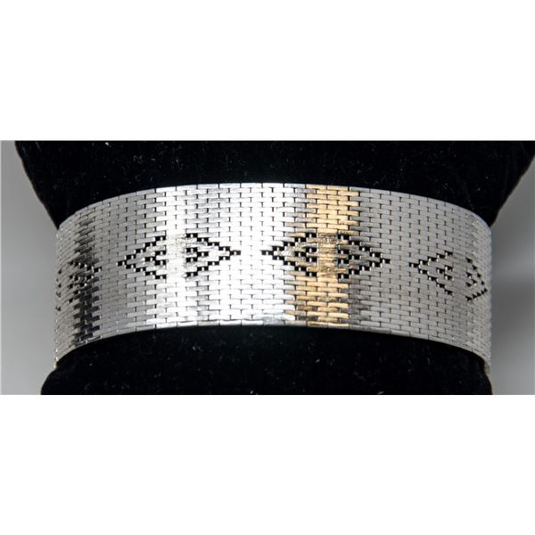 SILVER BAND BRACELET 7.5", 1" WIDE, BOX CLASP