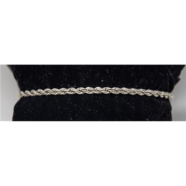 STERLING SILVER ROPE BRACELET, 7.25"