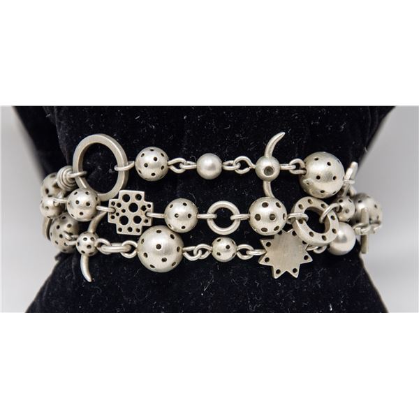 SILVER TRIPLE STRAND BRACELET WITH.