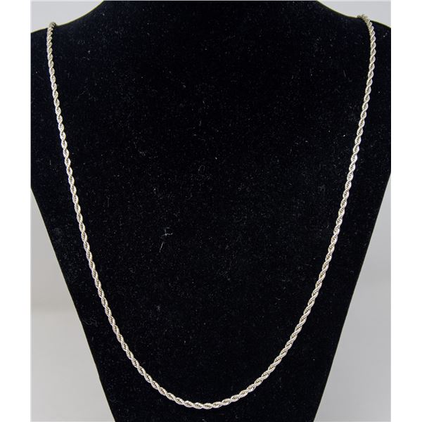 STERLING SILVER ROPE NECKLACE, 30"