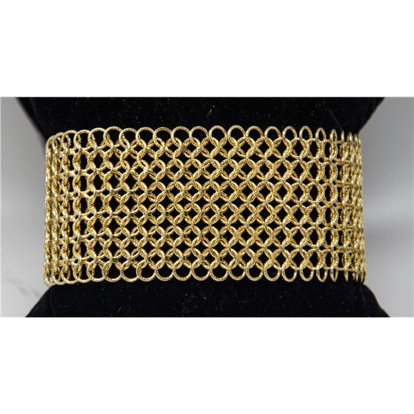 GOLD FINISH MESH BRACELET 7.5" X 1.5"