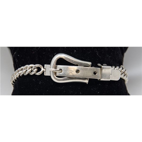 SILVER BUCKLE BRACELET, 7.25 TO 8.5" ADJUSTABLE