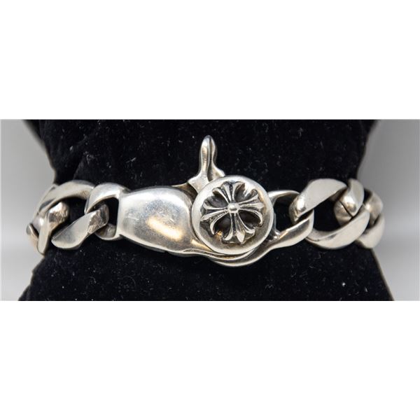 SILVER HEAVY FLAT LINK BRACELET WITH