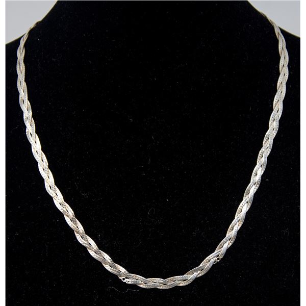 SILVER BRAIDED NECKLACE, 18"