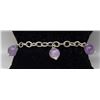 Image 1 : SILVER CHAIN BRACELET WITH MAUVE BALLS 7"