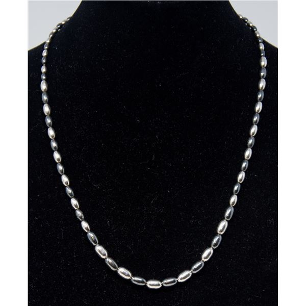 SILVER AND GUNMETAL GREY NECKLACE 18.5"