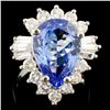 Image 1 : 14K Gold 5.86ct Tanzanite & 1.46ctw Diamond Ring