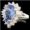 Image 2 : 14K Gold 5.86ct Tanzanite & 1.46ctw Diamond Ring