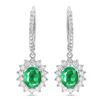 Image 1 : 14K Gold 2.15ct Emerald & 1.00ct Diamond Earrings