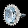 Image 2 : 14K Gold 8.00ct Aquamarine & 1.25ctw Diamond Ring