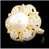 Image 2 : 18K Gold 11.50MM Pearl & 2.18ctw Diamond Ring