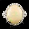 Image 1 : 14K Gold 8.95ct Opal & 0.88ctw Diamond Ring