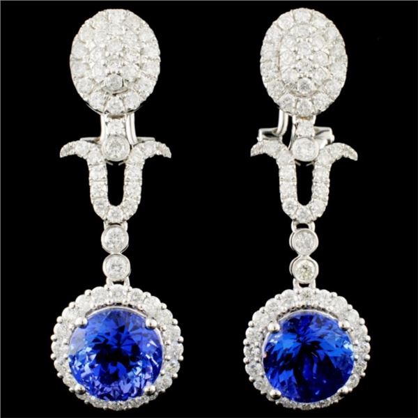 18K Gold 7.02ct Tanzanite & 2.03ctw Diamond Earrin