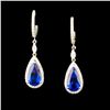 18k Gold 6.71ct Tanzanite & 0.81ctw Diamond Earrin