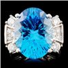 14K Gold 10.90ct Topaz & 0.50ctw Diamond Ring