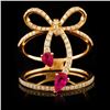 Image 1 : 14k White Gold 0.44ct Ruby & 0.41ctw Diamond Ring