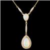Image 1 : 14K Gold 7.55ct Opal & 0.66ctw Diamond Necklace