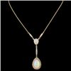 Image 2 : 14K Gold 7.55ct Opal & 0.66ctw Diamond Necklace