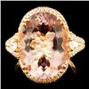 Image 1 : 14K Gold 8.34ct Morganite & 0.70ctw Diamond Ring