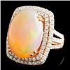 Image 2 : 14K Gold 9.50ct Opal & 1.35ctw Diamond Ring