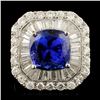 Image 1 : 18K Gold 7.60ct Tanzanite & 3.33ctw Diamond Ring