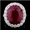 Image 1 : 18K White Gold 15.55ct Ruby & 3.34ct Diamond Ring