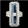 Image 1 : 14K Gold 10.30ct Aquamarine & 1.70ct Diamond Ring