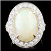 14K Gold 4.70ct Opal & 1.31ctw Diamond Ring