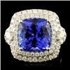 18K Gold 8.22ct Tanzanite & 1.11ctw Diamond Ring