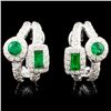 18K Gold 0.87ct Emerald & 0.76ctw Diamond Earrings