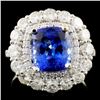 18K Gold 3.53ct Tanzanite 1.74ctw Diamond Ring